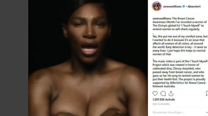 In einem Instagram-Video bedeckt Williams ihre Brüste mit den Händen und singt den Hit "I Touch Myself"