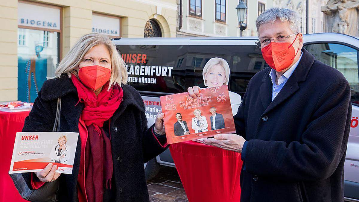 Vergeblicher Einsatz: Zum Wahlkampffinale warf sich Peter Kaiser für Maria-Luise Mathiaschitz in Klagenfurt ins Zeug