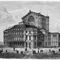Das Bayreuther Festspielhaus, Holzschnitt aus dem Todesjahr Wagners