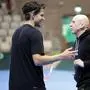 Werner Farmer mit Dominic Thiem | LIMERICK,IRELAND,04.FEB.24 -TENNIS - ITF Davis Cup, World Group I, play off, Ireland vs Austria, training AUT. Image shows Dominic Thiem and masseur Werner Farmer (AUT).
Photo: GEPA pictures/ Walter Luger