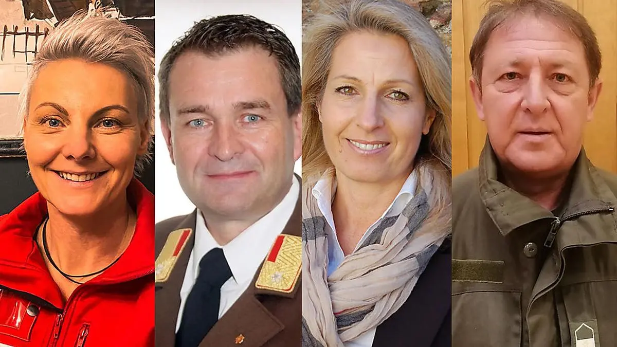 Michaela Feier (Rotes Kreuz), Franz Mayrhofer (Feuerwehr Murau), Sabine Krenn (Gemeindemitarbeiterin in Neumarkt) und Franz Gruber (Bundesheer)