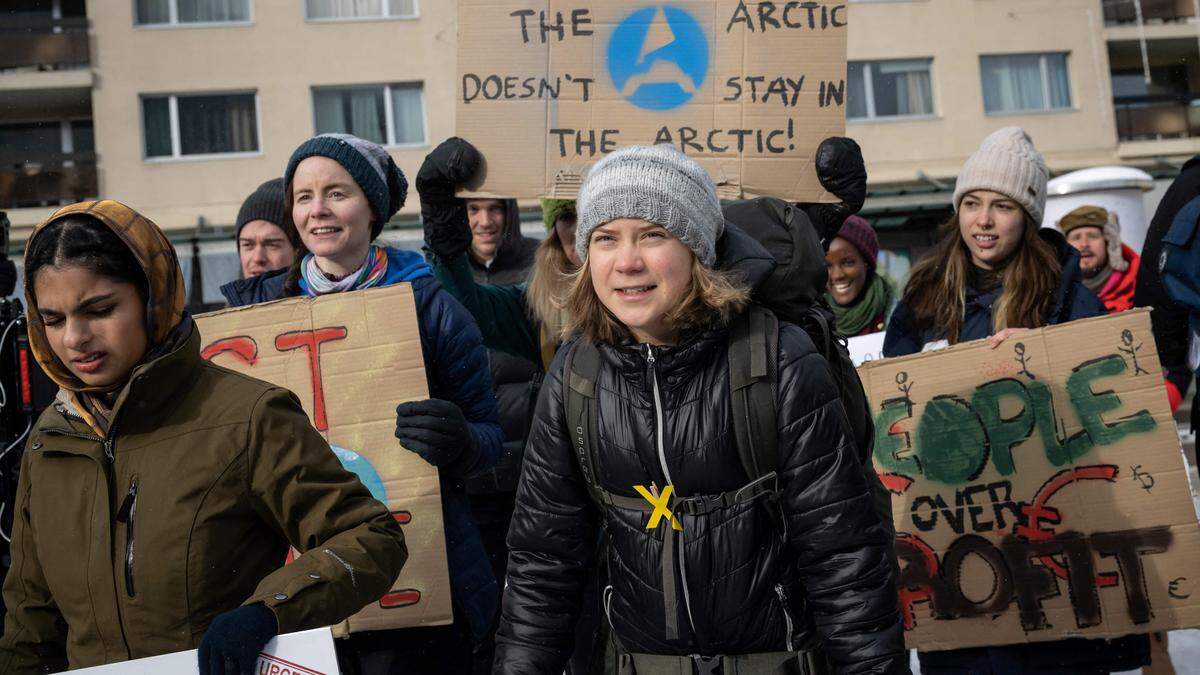Klimaaktivistin Greta Thunberg bei einem Auftritt in Davos im heurigen September