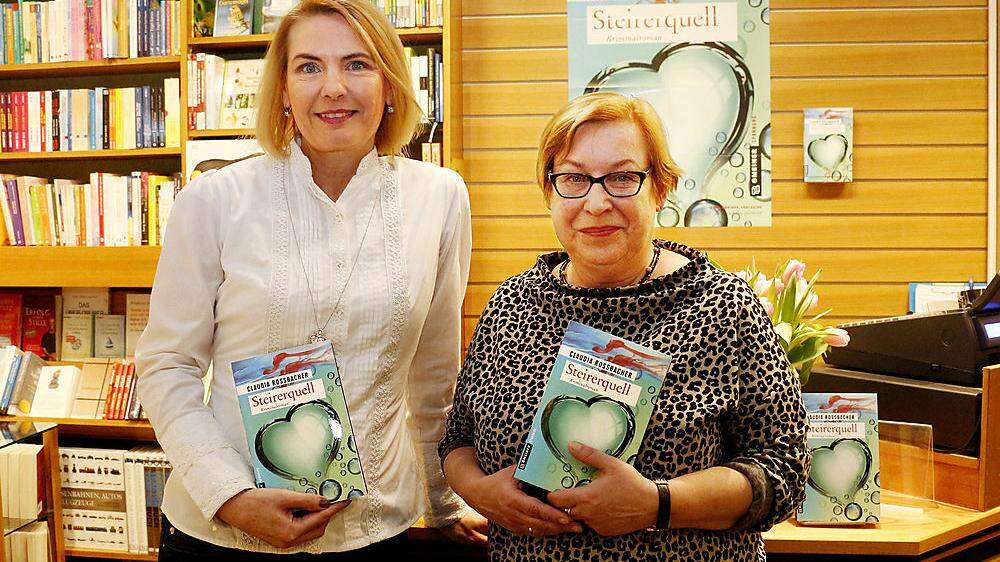 Krimiautorin Claudia Rossbacher und Buchhändlerin Martina Buchner-Szerencsics freuten sich über den großen „Ansturm“ in der Fürstenfelder Buchhandlung