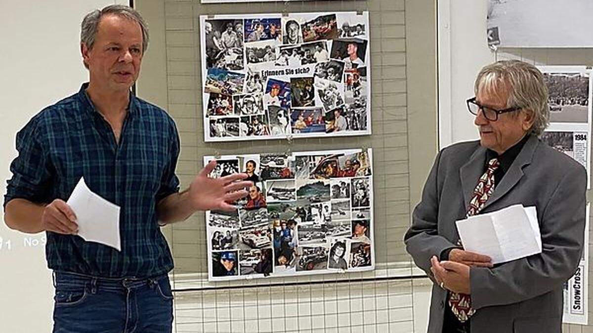 Michael Schiestl und Hans Georg Ainerdinger bei der Ausstellungseröffnung