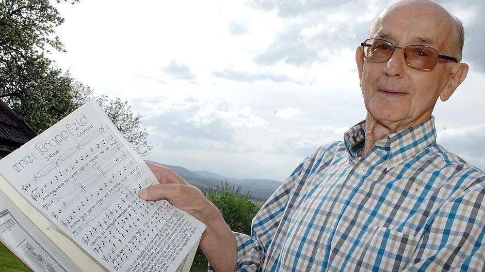 Über 60 Jahre singt Gruber beim MGV Krappfeld, den er auch 33 Jahre lang leitete