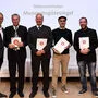 Wolfgang Muchitsch (Präsident, Museumsbund Österreich), Josef Mair (Bürgermeister Dölsach), Leo Gomig (Obmann Aguntum), Stefan Weis (Museum Schloss Bruck), Karl C. Berger (Volkskunstmuseum Innsbruck), Heimo Kaindl (Juryvorsitzender, Direktor Diözesanmuseum Graz)