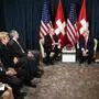 Donald Trump mit dem Schweizer Präsidenten Guy Parmelin (Bildmitte) 