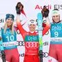 KVITFJELL,NORWAY,02.MAR.24 - ALPINE SKIING - FIS World Cup, Super G, ladies. Image shows Cornelia Huetter (AUT), Lara Gut-Behrami (SUI) and Mirjam Puchner (AUT).
Photo: GEPA pictures/ Harald Steiner
