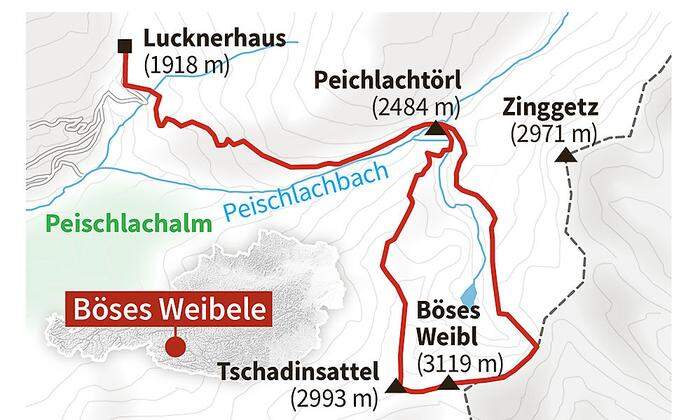 Die Route auf das Böse Weibele