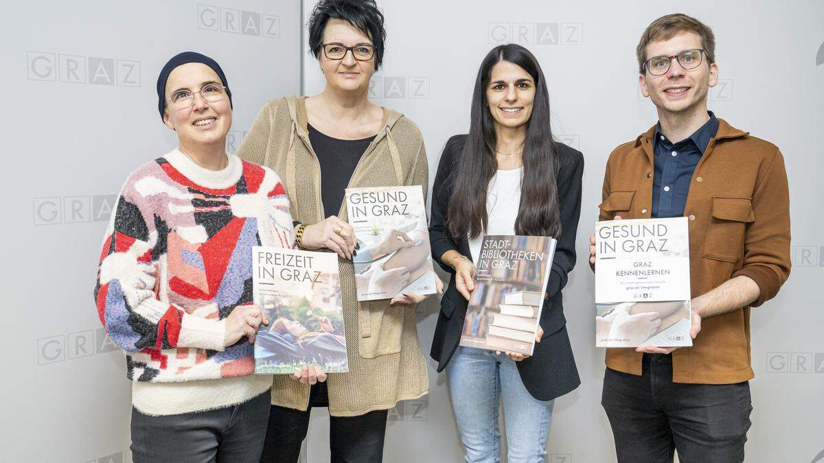 Ursula Strommer-Thier und Alexandra Lambrecht vom Integrationsreferat der Stadt Graz, Kavita Sandhu (Bereichsleitung Integration), Integrationsstadtrat Robert Krotzer (KPÖ)