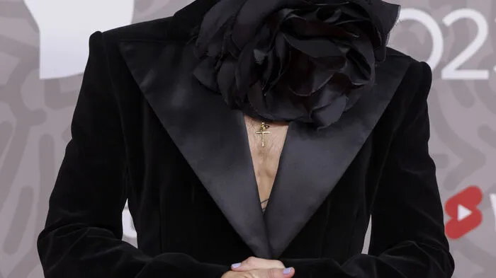 Abräumer des Abends Harry Styles posierte im femininen Frack mit großer Blüte am Revers.