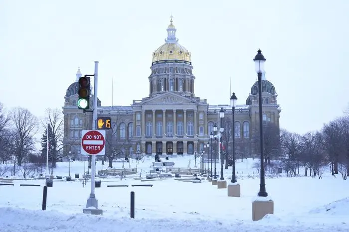 The Iowa State Capitol building is viewed, Monday, Jan. 15, 2024, in Des Moines, Iowa. (AP Photo/Abbie Parr)