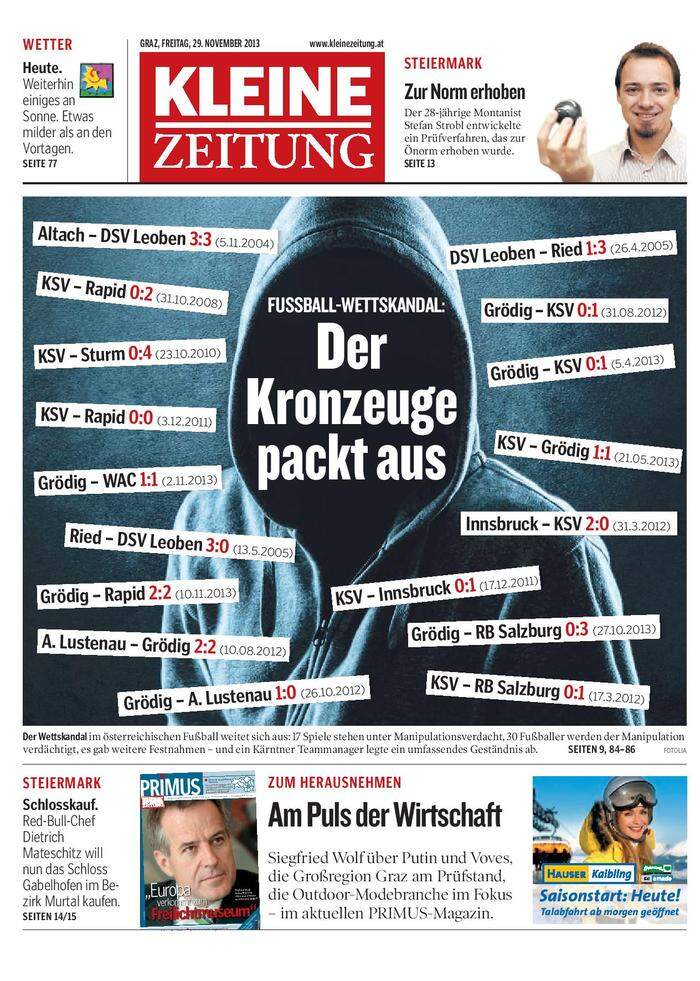 Kleine Zeitung vom 29. November 2013