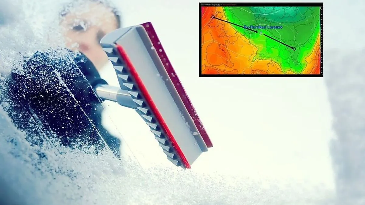 Kleines Bild: Zugbahn von Ex-Hurrikan Lorenzo