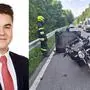 Links: Marcel Fritz erhebt seine Stimme. Rechts: Am Sonntag kam es auf dem betroffenen Straßenabschnitt zu einer Kollision mit einem Elektro-Lastendreirad und einem Motorrad. Beide Lenker wurden verletzt
