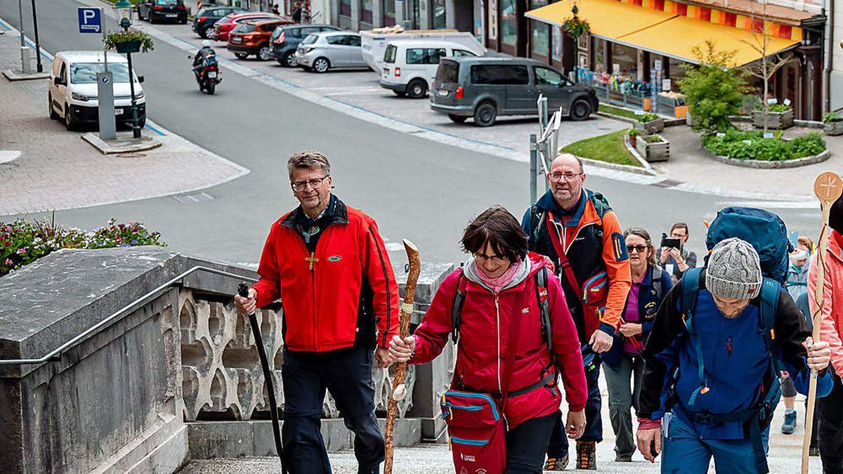 Die Pilger trafen am Montagnachmittag bei der Basilika ein