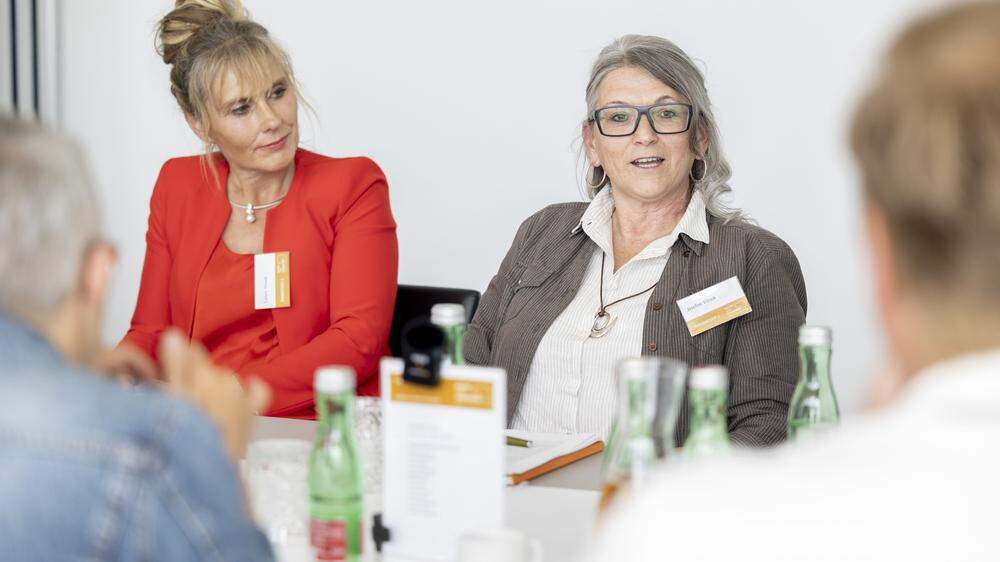 Auch Evelyne Oswald (links) und Josefine Vötsch diskutierten über die Zukunft der steirischen Kulturarbeit