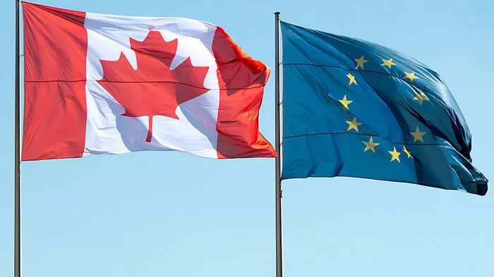 Flaggen von Kanada und der EU