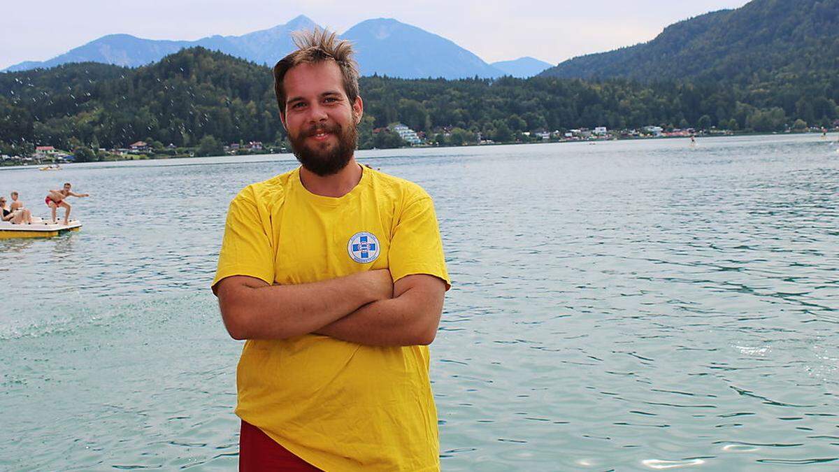 Daniel Millner (25) aus St. Kanzian ist Wasserretter am Klopeiner See