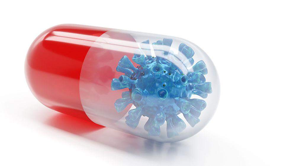 Medication of antiviral capsule for treatment and prevention of new corona virus infection, conceptual 3D rendering.