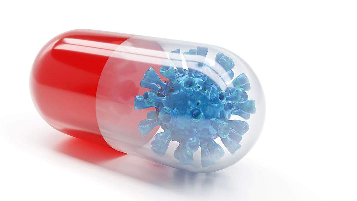 Medication of antiviral capsule for treatment and prevention of new corona virus infection, conceptual 3D rendering.