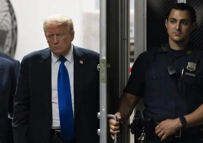 Former President Donald Trump returns to the courtroom to hear the verdict in his criminal trial at Manhattan Criminal Court in New York on Thursday, May 30, 2024. Jurors have begun their deliberations in the felony trial of the former president, who is charged with making hush-money payments to silence an adult film actress in 2016. Pool PUBLICATIONxINxGERxSUIxAUTxHUNxONLY NYP20240530748 JustinxLane