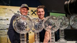 Zwei Legenden auf einem Foto: Hermann Maier (links) und Marcel Hirscher 2016