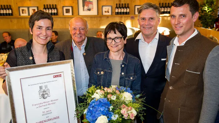 Franziska Moser-Winkler, die Seniorchefs Robert und Karin Moser, Sigismund Moerisch und Gerhard Winkler.
