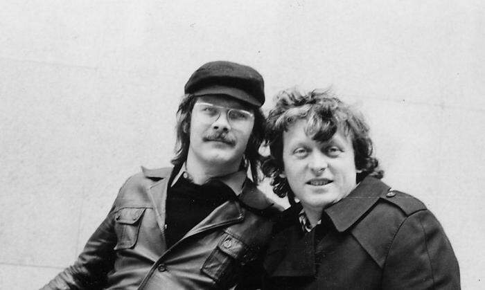 Gerhard Roth und Alfred Kollertisch während ihrer USA-Reise 1974 