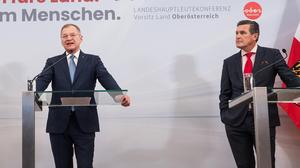 Landeshauptmann Thomas Stelzer (OÖ/ÖVP) und Wiens Stadtrat Peter Hanke (Wien/SPÖ)