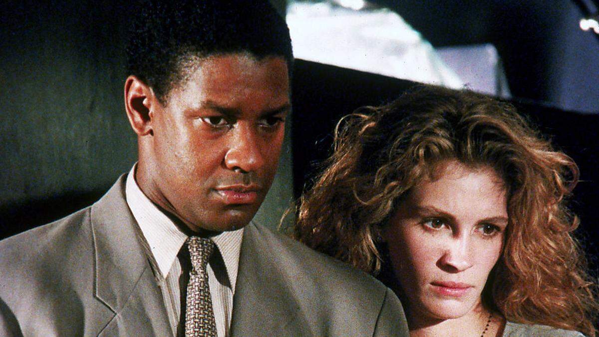 Denzel Washington als Journalist Gray und Julia Roberts als Studentin Darby Shaw 1993