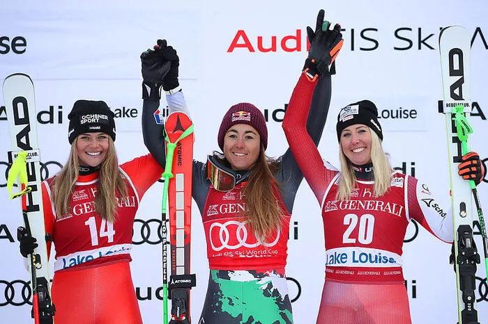  Sofia Goggia (ITA) Corinne Suter (SUI) Cornelia Hütter (AUT)  Hier kommen Sie zum Rennbericht!