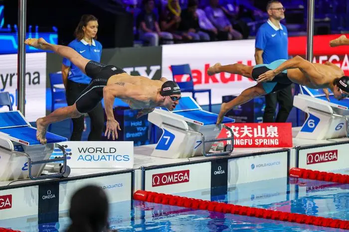 BUDAPEST,HUNGARY,14.DEC.24 - SWIMMING - World Aquatics Championships, short course, 50m freestyle, men. Image shows Heiko Gigler (AUT).
Photo: GEPA pictures/ Thomas Bachun