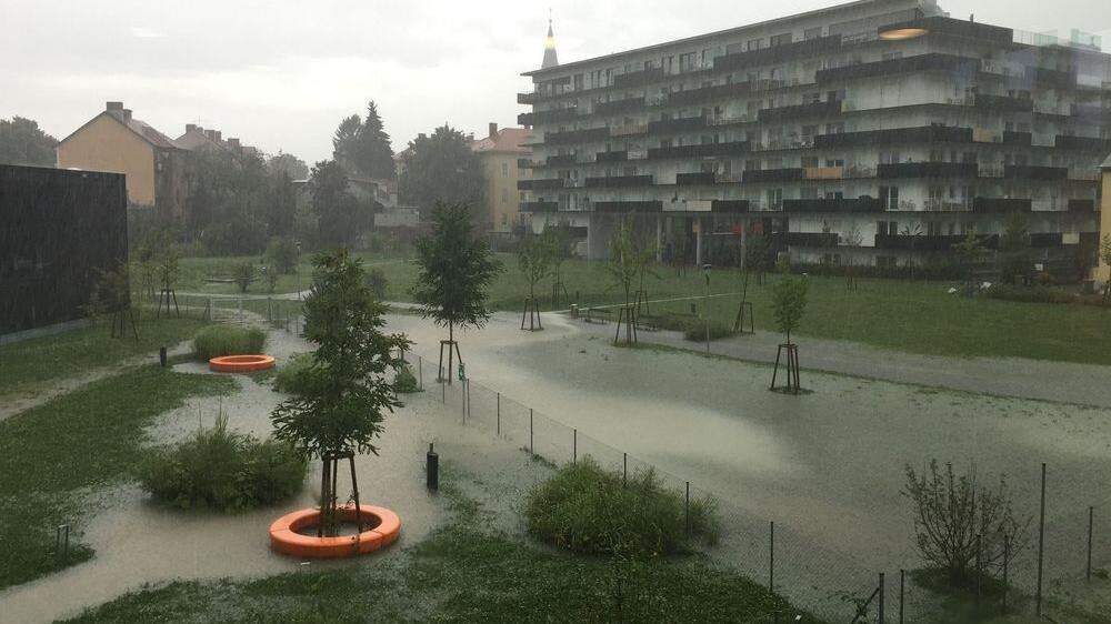 Starkregen in Graz