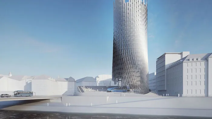 2013 gab es den Architekten-Wettbewerb für den Neubau auf dem Andreas Hofer Platz. Hier der Entwurf des Tegetthoffbrücken-Planers Tschapeller.