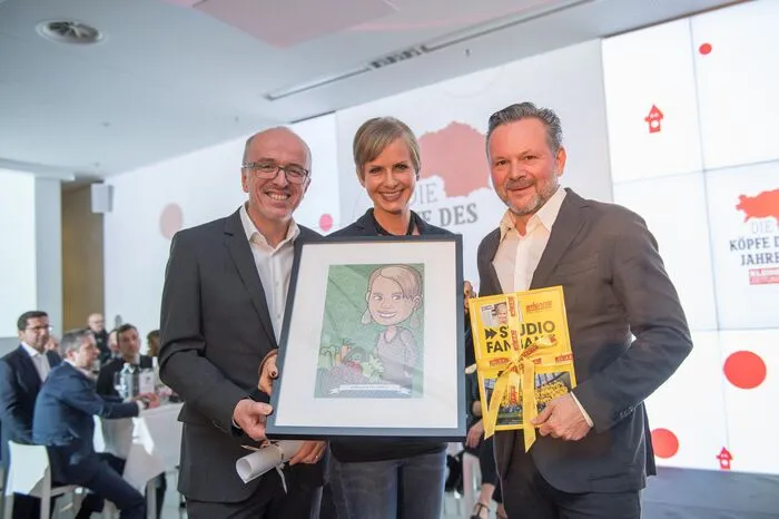 Gärtnerin, Reise-Veranstalterin, ORF-Gartenexperten, Buchautorin - kurz: Entertainerin des Jahres 2017, Angelika Ertl-Marko mit Lokal-Chef Josef Fröhlich und Gottfried Bichler (Antenne Steiermark).