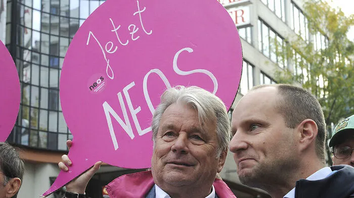 Hans Peter Haselsteiner, Matthias Strolz (im Wahlkampf 2013)