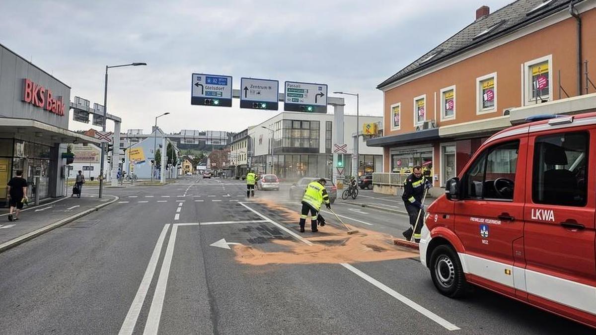 Die Feuerwehr beim Einsatz in der Birkfelder Straße