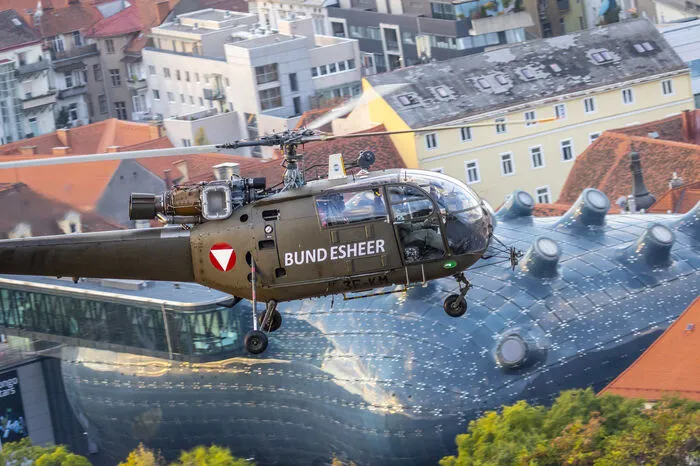 Unter anderem wird eine Alouette III des Bundesheeres auf dem Mariahilferplatz aus nächster Nähe zu bestaunen sein.