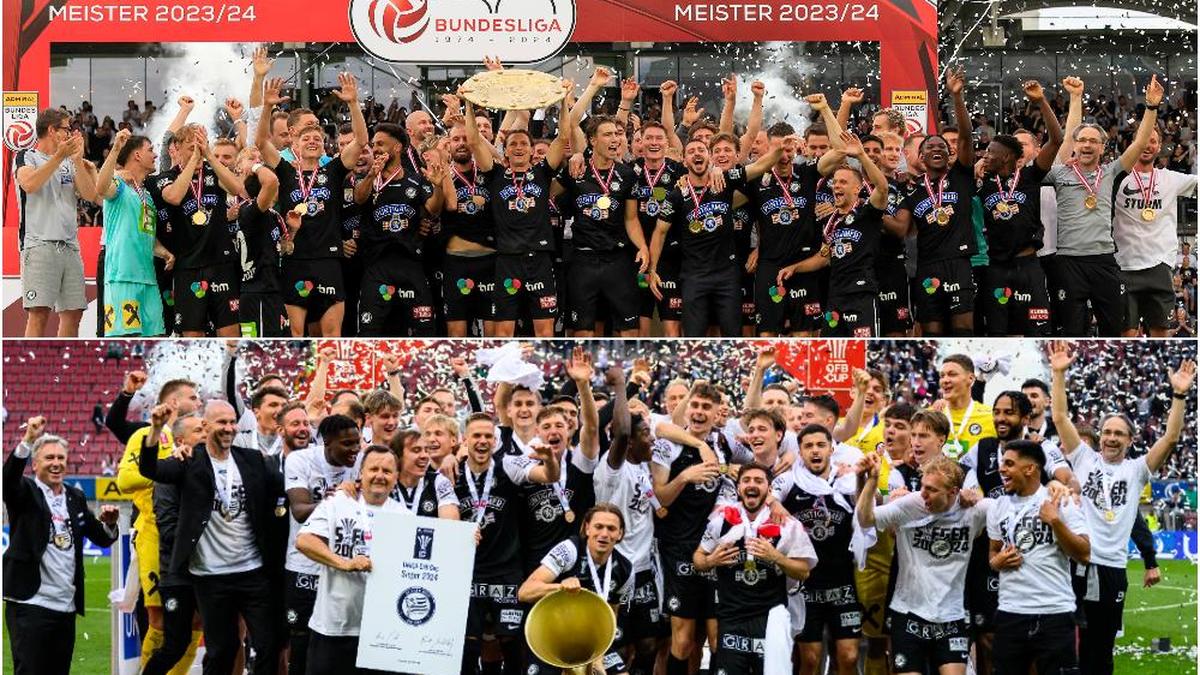 Zuerst der Cupsieg, dann der Meistertitel (oben): Der SK Sturm feierte das Double