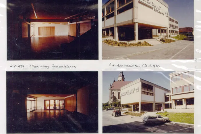 So sah das aktuelle Schulgebäude im Jahr 1979, kurz nach dem Neubau, aus.