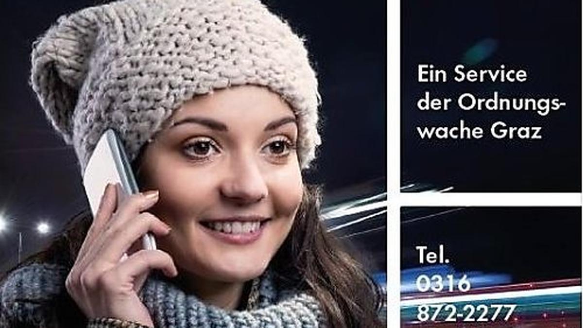 Mit diesem Sujet wirbt man für das Heimwegtelefon