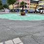 Am Egarterplatz in Spittal ist der Mini-Kreisverkehrbau mit den Querungshilfen bereits in der Endphase