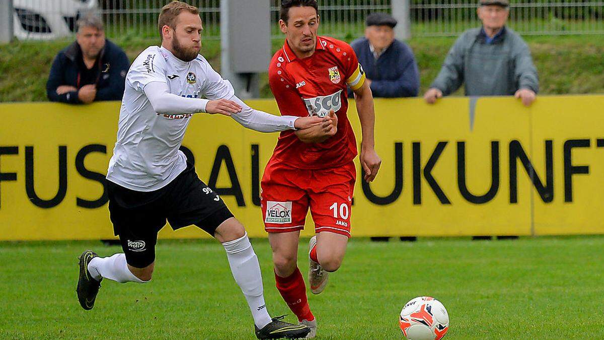 ATSV-Kapitän Patrick Pfennich (rechts) weiß, was heute auf seine Mannschaft zukommt: „Wir müssen laufen, laufen, laufen“	