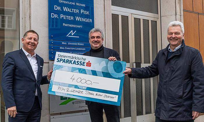 4000 Euro von Pisk & Wenger: Walter Pisk, Peter Wenger, Bernd Olbrich