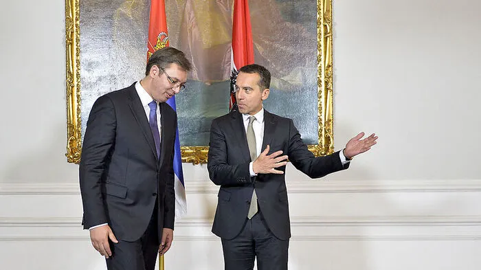 Kern begrüßt Vucic in Wien