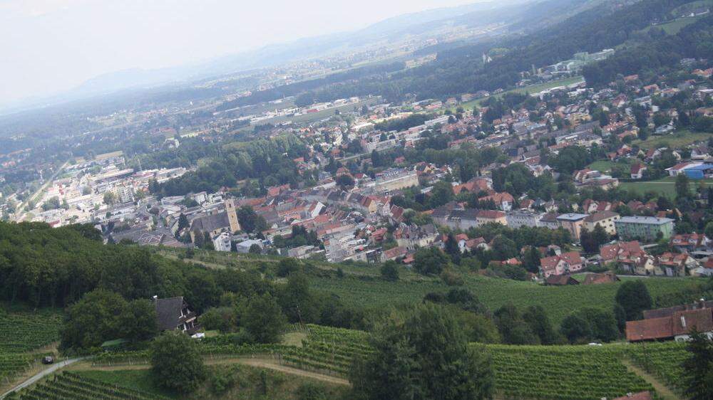 Die Stadt Deutschlandsberg von oben