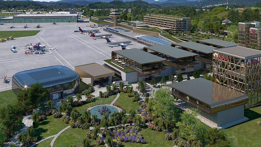 Land und Stadt stimmen dem Verkauf von Flughafen-Grundstücken an Lilihill nicht zu (im Bild: Konzept einer Aviation City)