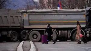 Eine Straßenblockade im Norden Kosovos.