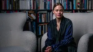 Mavie Hörbiger (45) im Podcast Studio der Kleinen Zeitung.  